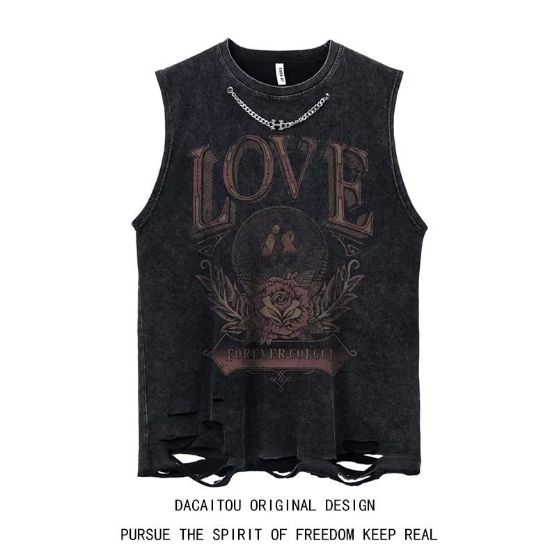 

Men's Tank Tops 4 Designs Men's Vest Gothic Style Crop Top Punk Heavy Metal Cropped Casual Harajuku Demon Black Vintage Washed Summer Streetwear 230512