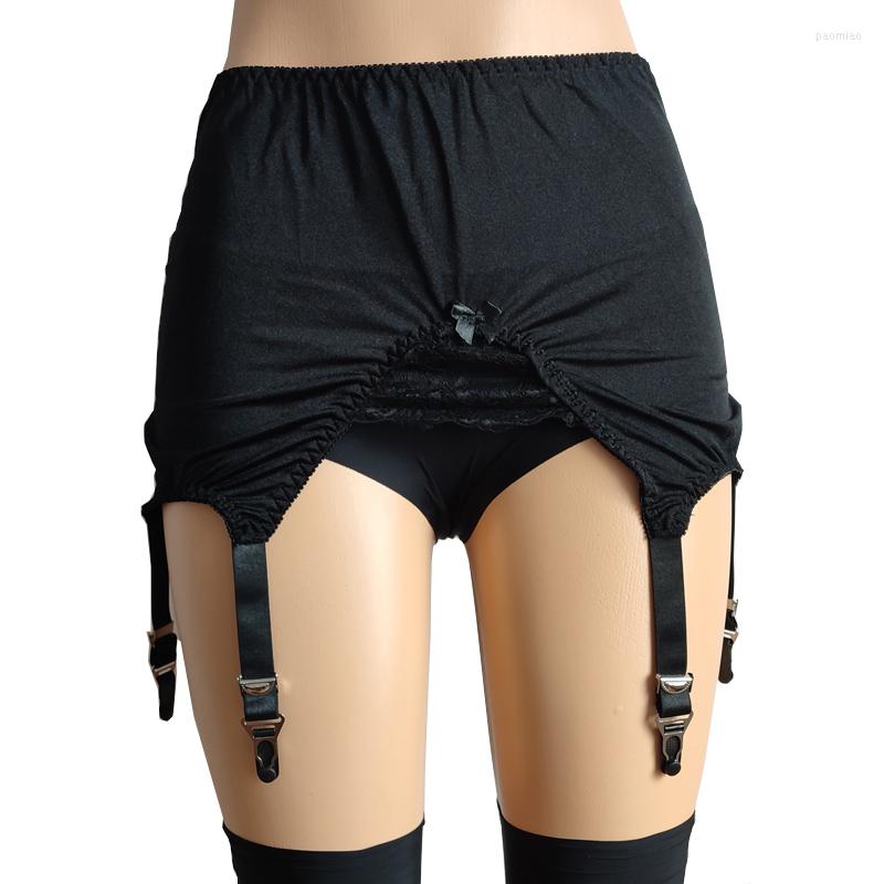 

Garters Women High Waist Vintage Black Garter Belt 6 Straps Metal Buckle Lace Suspender Belts For Stockings Sexy Lingerie Body S-3XL