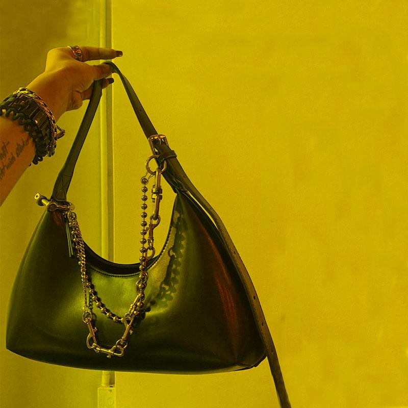 

Evening Bags Leather Women Hobos Underarm Bag Retro Solid Color Ladies Tote Purse Handbags Fashion Female Chain Shoulder BagsEvening EvenEve, Black