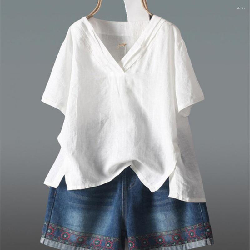 

Women's Blouses Fashion Vintage Blouse Short Sleeve Versatile Comfortable Summer Solid Color Shirt, Pink