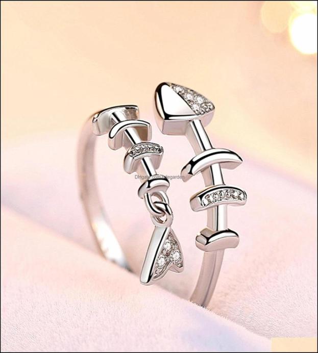 

Couple Rings Jewelry Fish Bone Ring Female Personality Hipster Simple And Fresh Sier Index Finger Opening Creative Japane Dhiaj3347504