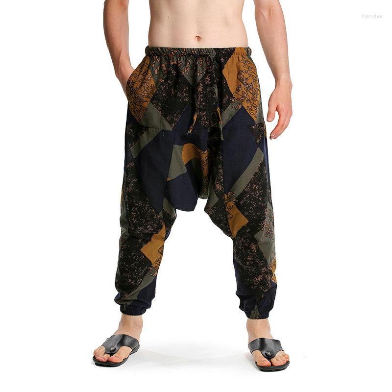 

Men' Pants Spring Summer Cotton Joggers Men Baggy Breathable Wide-leg Trousers Vintage Harem Plus Size Women Streetwear