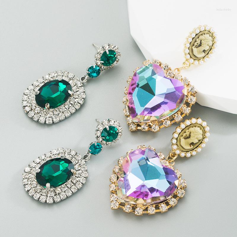 

Dangle Earrings Cross Border Exaggerated Love High Quality Wholesale Retro Temperament Beauty Head Long Silver Needle Earr