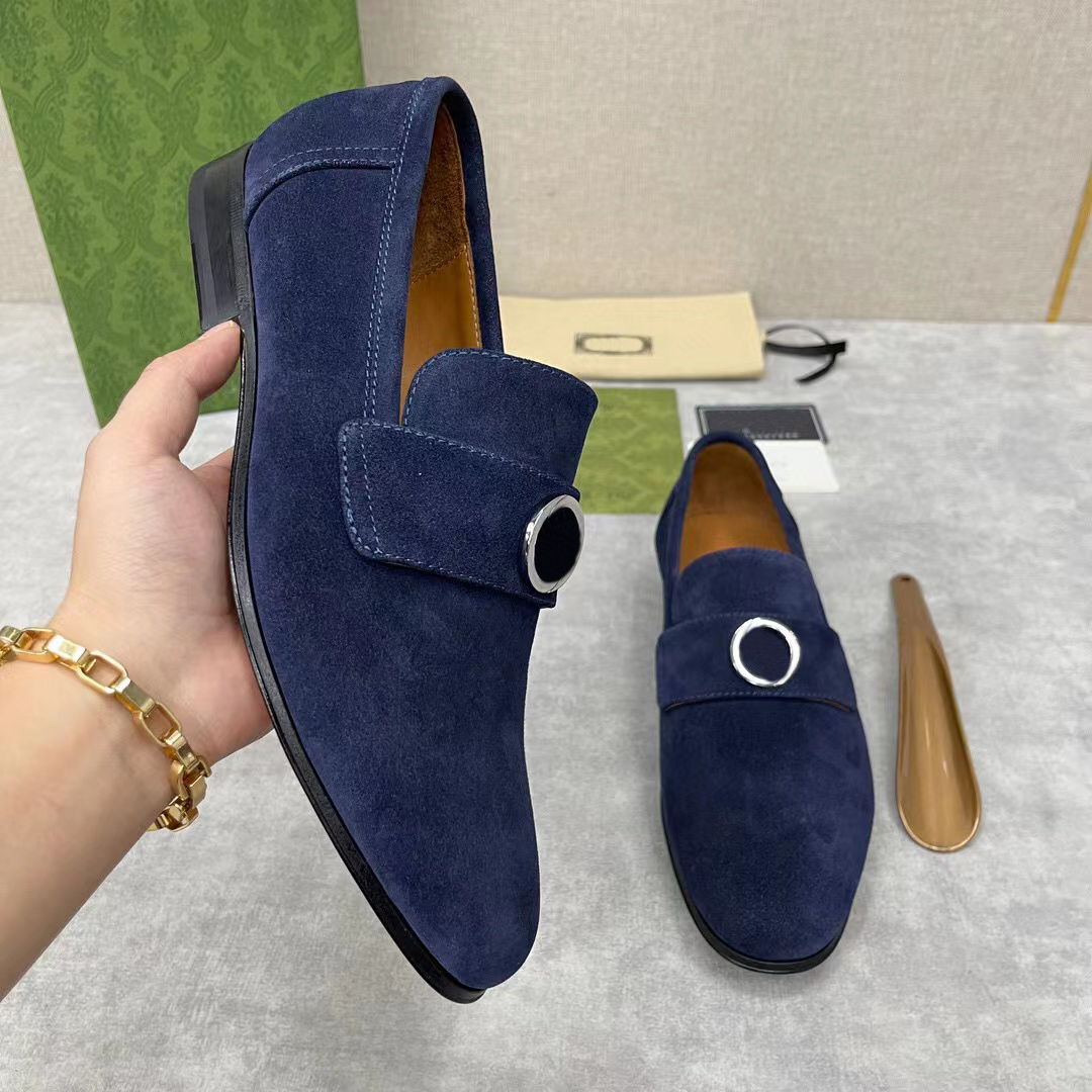

Designer Men Double G loafers Comfortable leather Outsole Smooth Cow hide Jordaan loafer Crocodile Skin Banquet Fashion Interlocking G loafer Shoes Size39-44, Color7