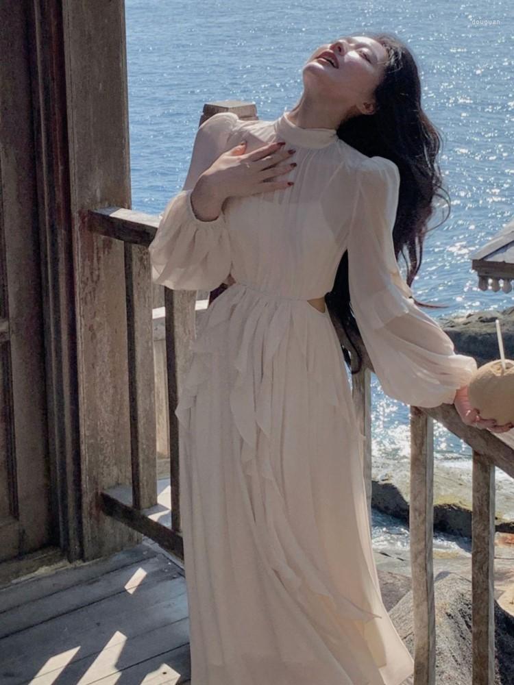 

Casual Dresses 2023 Summer Beach Holiday Y2k Ruffles Long Dress Vintage Office Lady Sleeve Elegant Party Korean Clothing, Mini dress