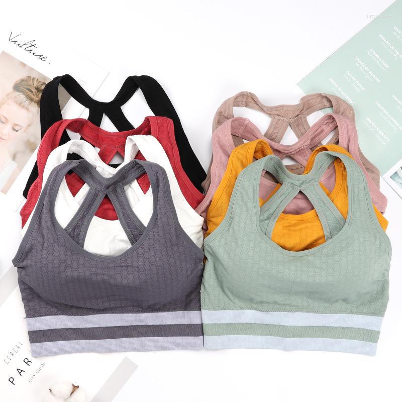 

Bustiers & Corsets Women Sports Bra Tube Top Wire Free Camisole Gym Fitness Breathable Tops Striped Colorblock, Black