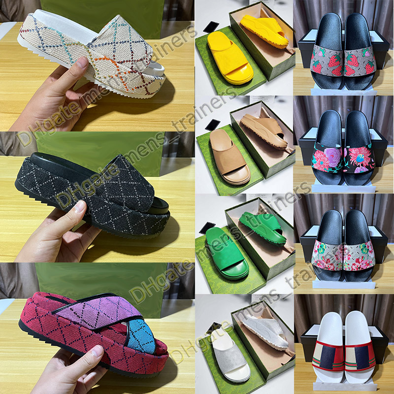 

Designer Slides Mens Women Slippers Summer Sandals Beach Slide Flat platform Embroidered Ladies Thick Heel Bottom Sandali Flip Flops Causal Slipper, D11
