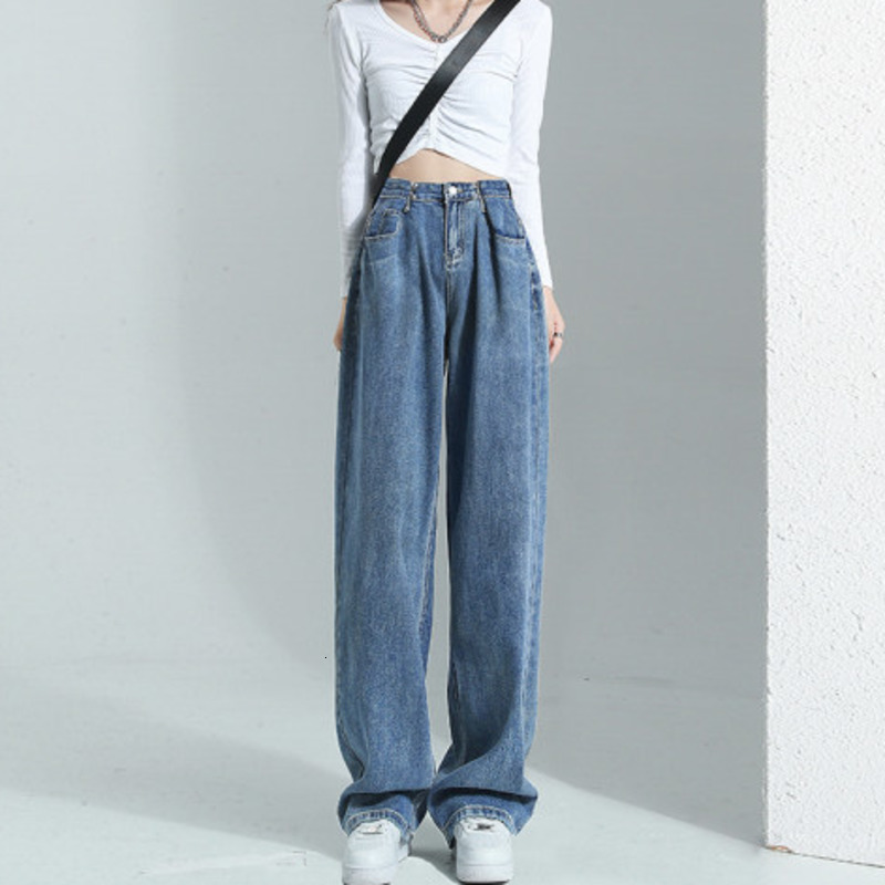 

Women' Pants  Vintage Baggy Y2k High Waist Jeans Woman Streetwear Korean Denim Clothing Women Straight Leg Fashion 230512, No.1 creamy-white