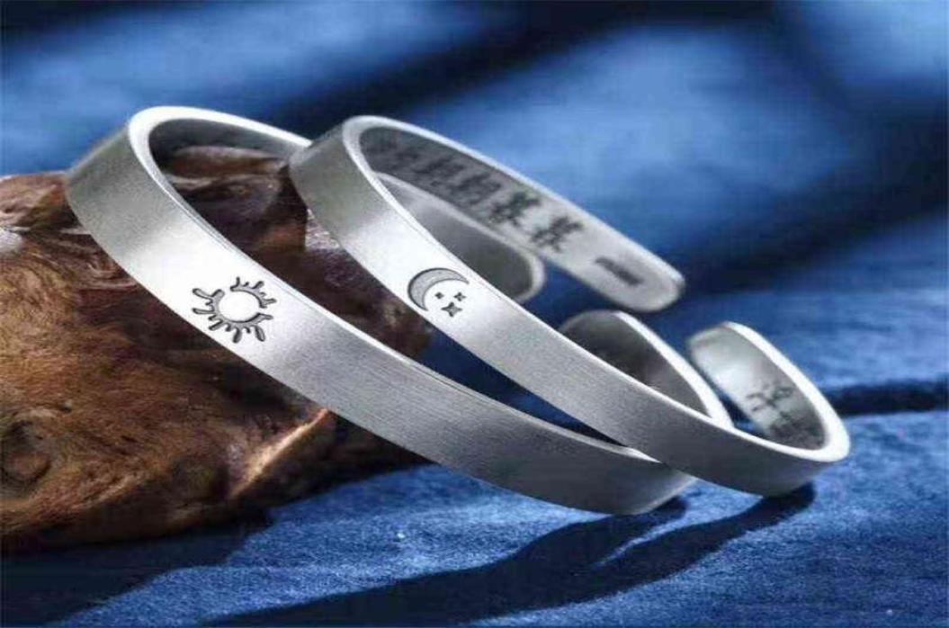 

Bohemia 925 Sterling Silver Vintage Sun Moon Charm Bracelet bangle for Women Men Fashion Elegant Wedding Jewelry Sl4335452909