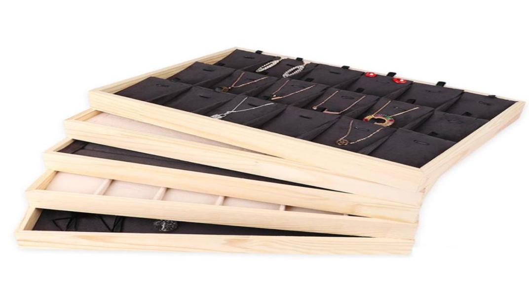 

Jewelry Pouches Bags Fashion Wooden Velvet Display Tray Ring Box Earring Necklace Bracelet Pendant Organizer Storage3391158