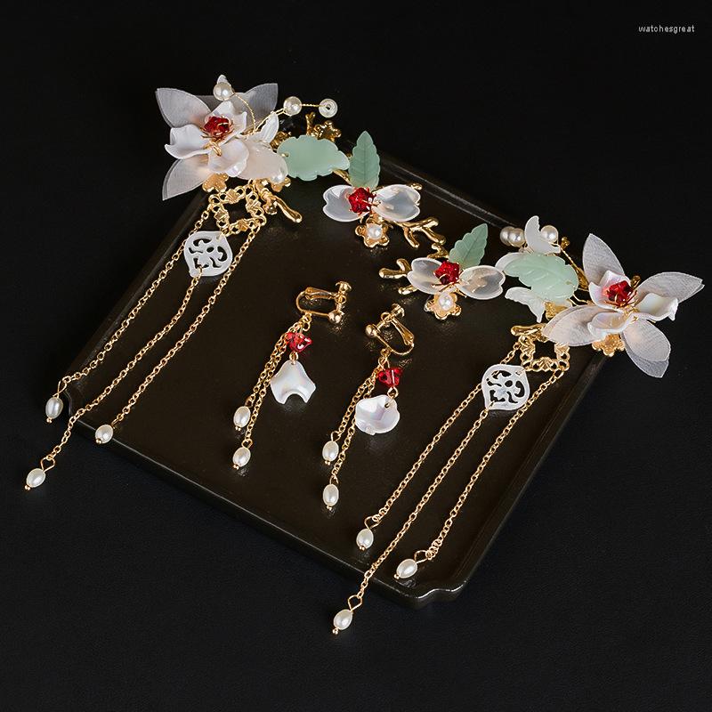 

Hair Clips 2023 Hanfu Bridal Headdress Chinese Retro Court Xian Mei Fashion Lace Tassel Bu Yao Suit D88