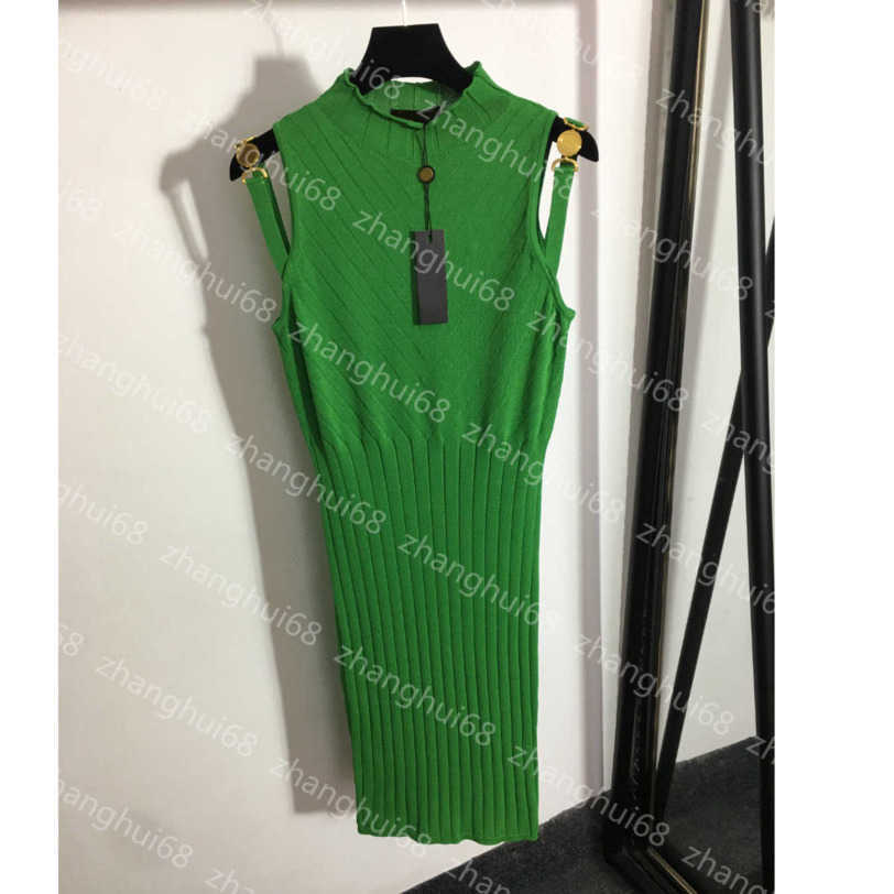 

23ss summer Dress womens designer clothing women dresses Medusa Figure sleeveless knitted dress with metal suspender High quality womens clothing a1