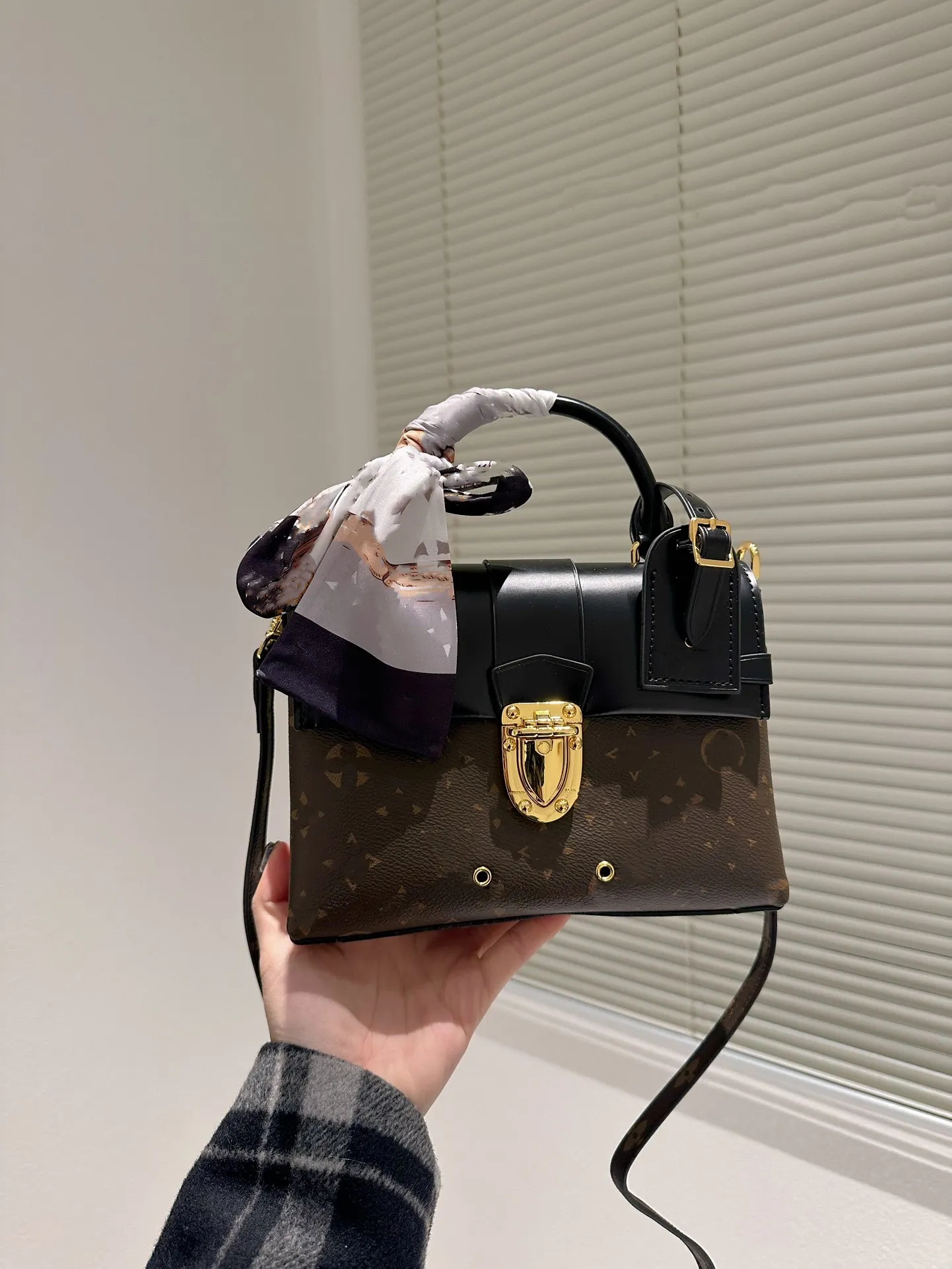 

MT Original High Tier Quality Shoulder bag Designer Luxury Handbags Purses One Handle Georges Bag Women Brand Tote Embossed Metal Lock Real Leather 20cm, Brown