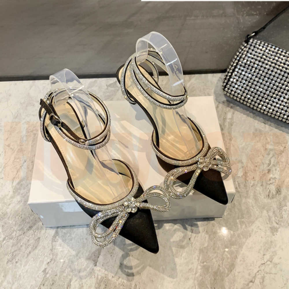 

Luxury womens 2023s Crystal decorative Sandals shoes fashion brand Party Heels sweet temperament Sandal womens heels, No.2- red