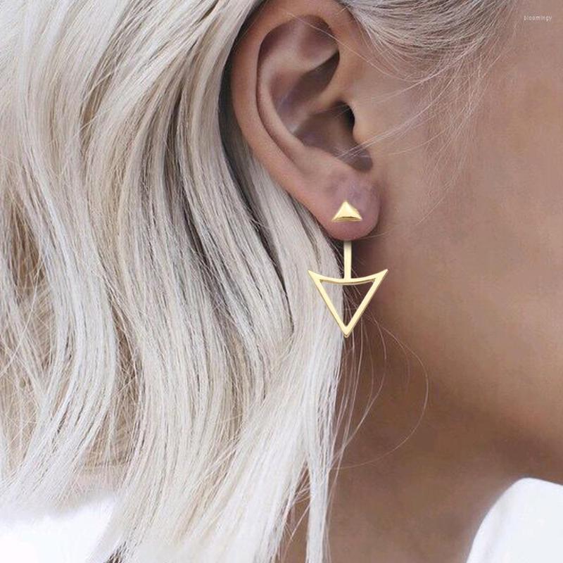 

Stud Earrings Gold Silver Plated Blogger Arrow & Triangle 2 Part Threader Swing Ear Jackets Bar Studs Jewelry