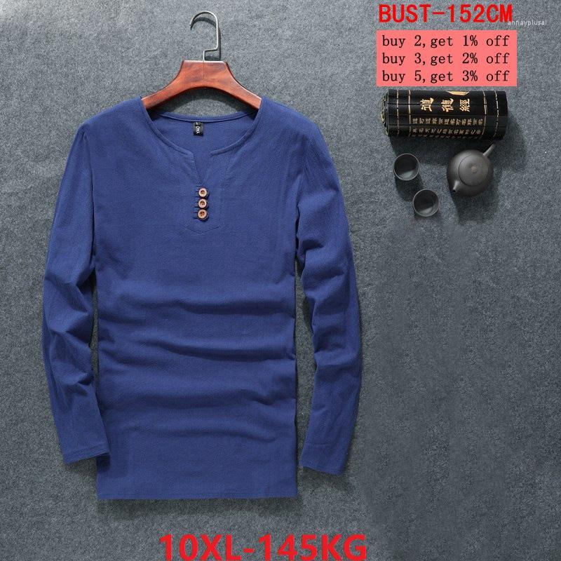 

Men's T Shirts Linen T-shirt Long-sleeved Antumn Cotton Large Size 4XL 5XL 6XL 7XL 8XL 9XL 10XL Casual Retro Japanese Style T-, Picture color