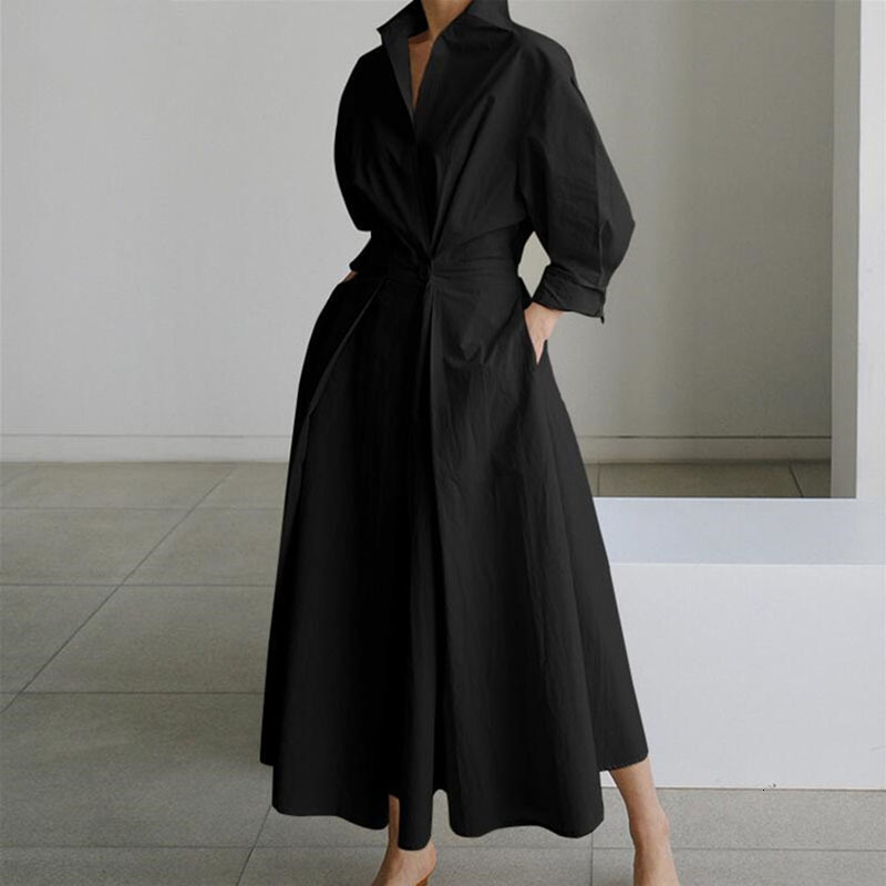 

Plus size Dresses 5XL Autumn And Winter Size Women's Clothing Fashion Street Casual Coat Button Lapel Belt Swing Dress Solid 230512, Red