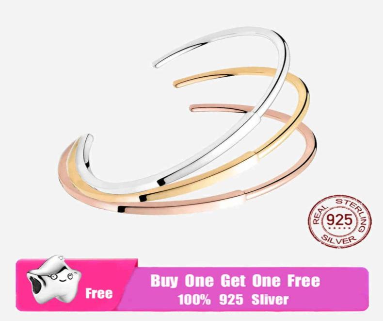 

2021 Top 925 Sterling Silver Bracelet Rose Gold Pan Signature Id Bangle Fit Women Bead Charm Diy Fashion Jewelry Gift2782781