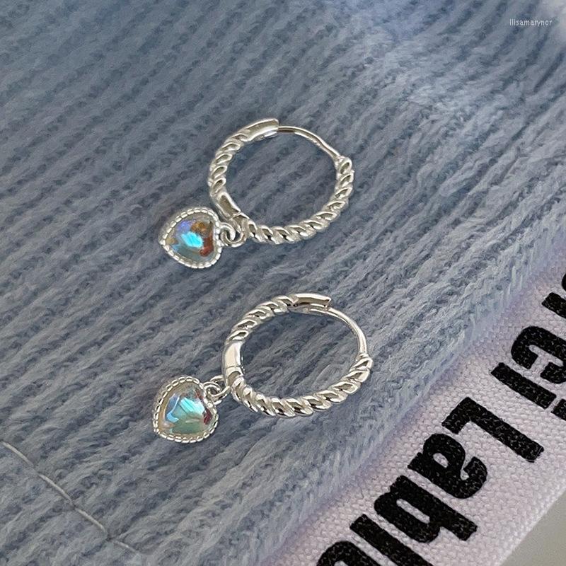 

Hoop Earrings Trend Moonstone Love Heart Charm Earring For Women Girls Party Wedding Jewelry Eh2023