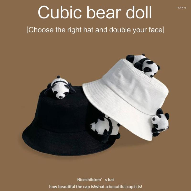 

Berets Pandas Hat Summer SunHat Kid Bucket Cloches Fisherman Basin Bowlers, White