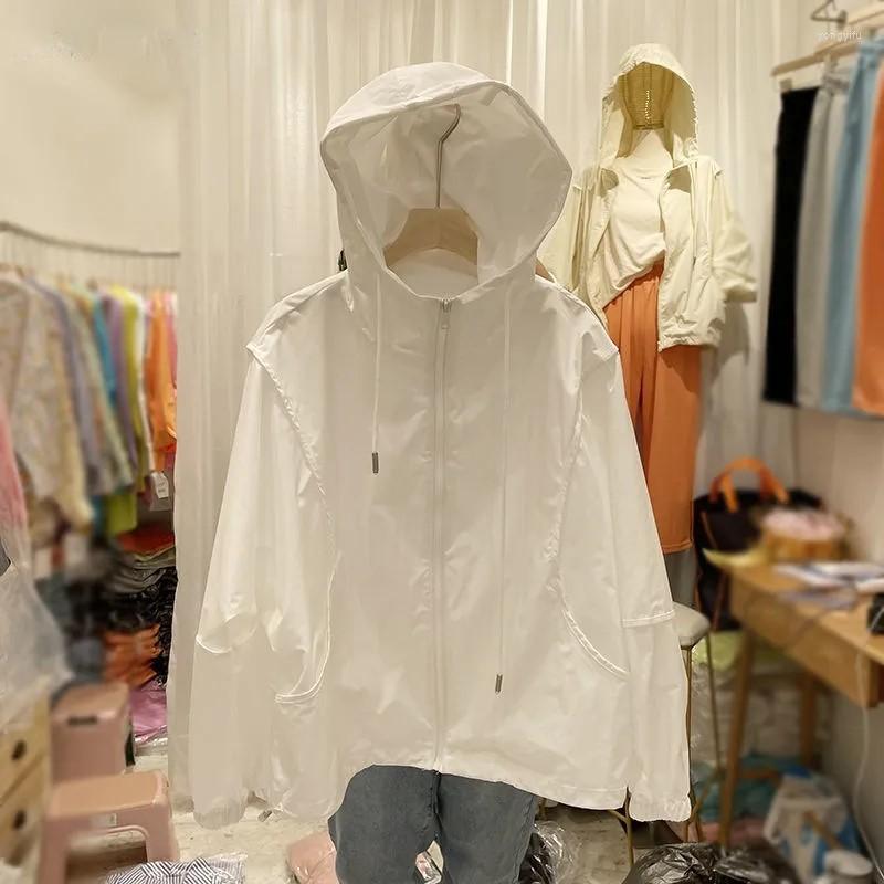

Women's Jackets Basic Women Korean Summer Hooded Sun-proof Clothing College Outerwear BF Solid Casual Long Sleeve Thin Top, Blue