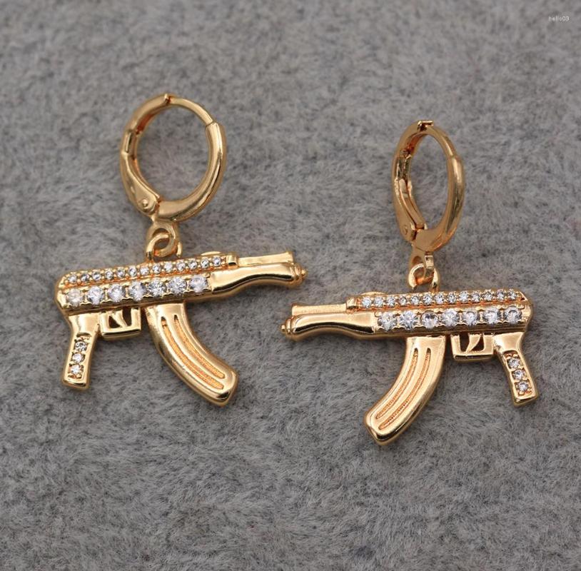 

Dangle Earrings Trendy Gold Plated Copper Drop White Zirconia For Women Fashion Jewelry Accessories Wedding Anniversary Gift