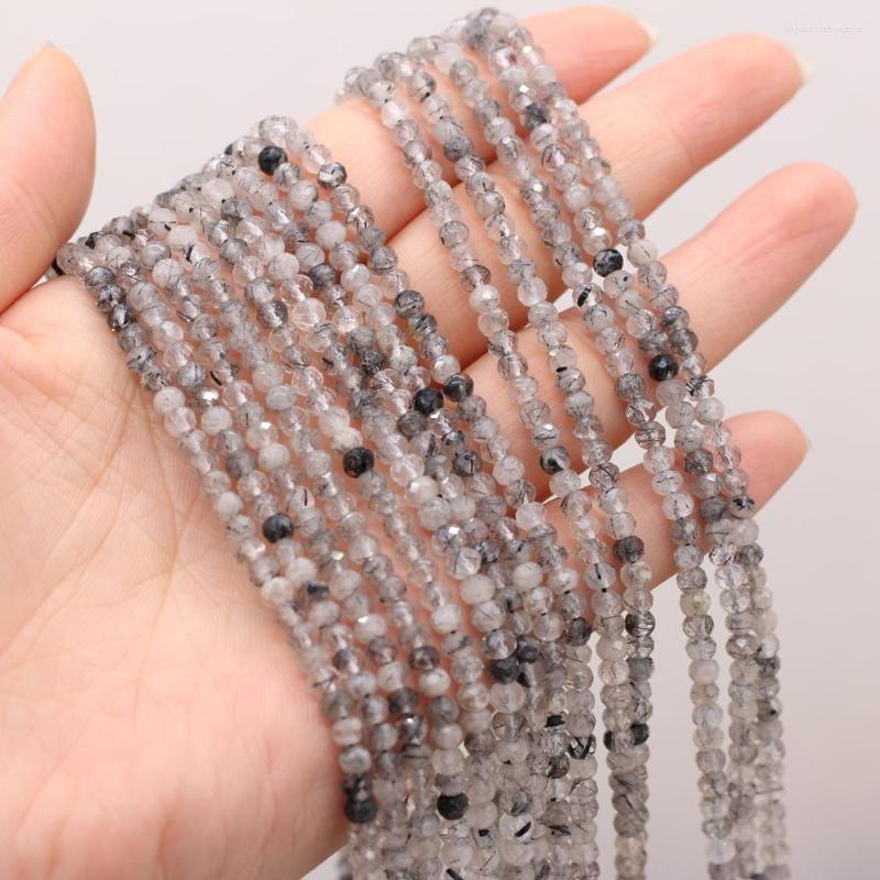 

Beads -selling Natural Stone Semi-precious Stones Round Black Crystal Faceted Bead Making DIY Necklace Bracelet Size 3x4mm Gift