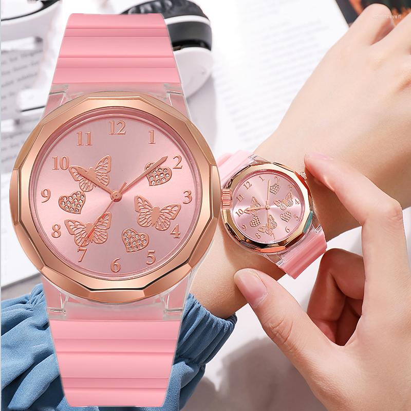 

Wristwatches Fashion Butterfly Quartz Watch Top Brand Ladies Casual Silicone Women's Men Sport Wristwatch Montre Femme Relogio, Br