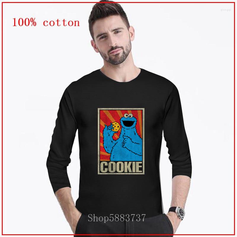 

Men's T Shirts Vintage Cookie Lover Monster Male 2023 T-Shirts Colorful Cotton Round Neck Tee Shirt Long Sleeves, No print
