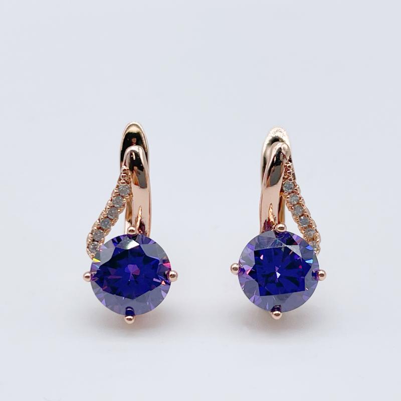 

Dangle Earrings & Chandelier Round Women Fashion Noble Wedding Jewelry 585 Rose Gold Purple Natural Zircon Cute