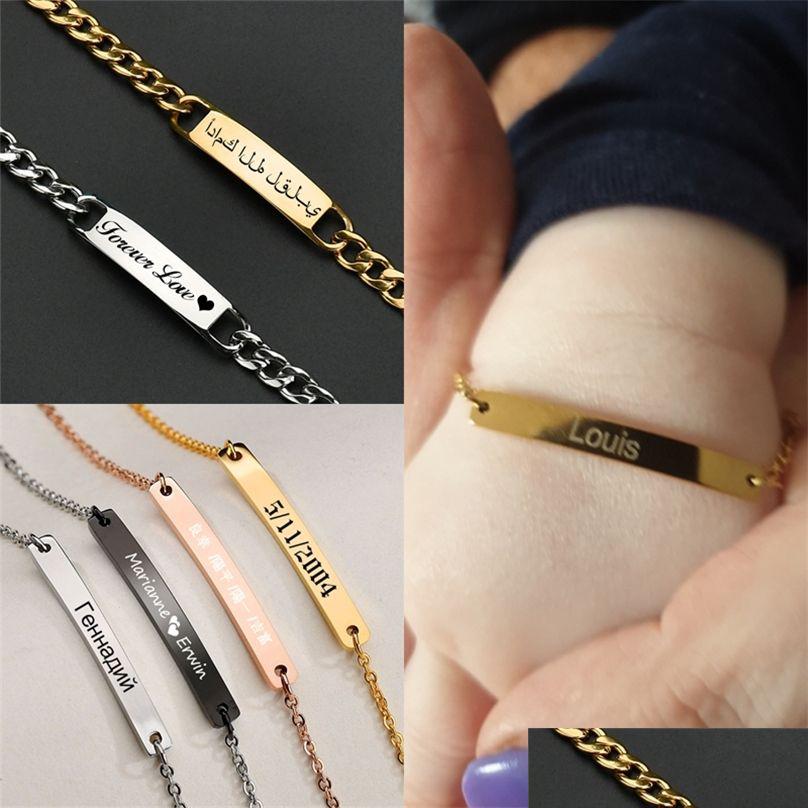 

Charm Bracelets Personalized Customized Engraved Name Bracelet Stainless Steel Adjustable Baby Child Born Men Women Birthday Gift 22 Dhd2F