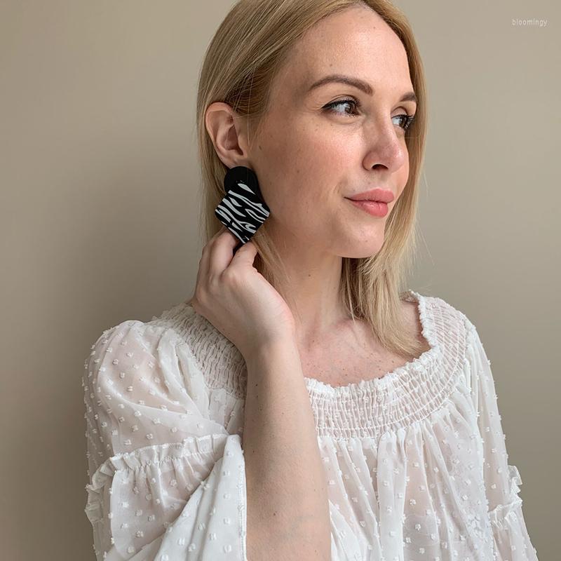 

Stud Earrings JID Vintage Women Retro Zebra Print Squre Metal Korean Fashion Body Jewellery Gfit For Mom Accessories