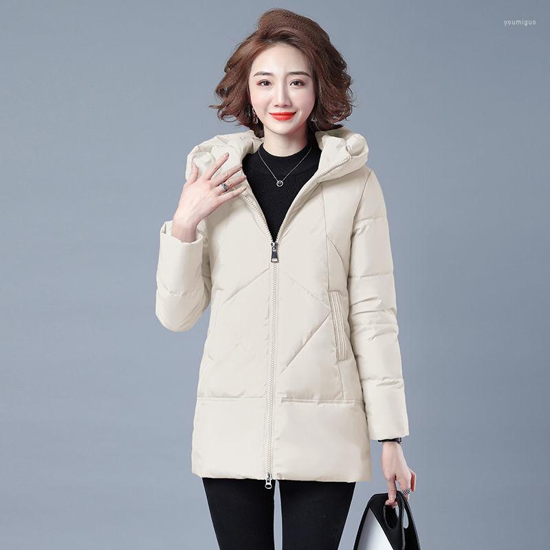 

Women's Trench Coats 2023 Winter Down Padded Jacket Women Thick Cotton Coat Female Mid-Length Slim Warm Women's Clothing, Black