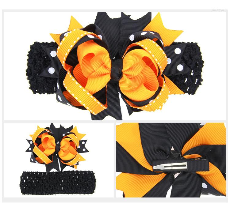 

Hair Accessories 10pcs Halloween Headbands Girl Big Loopy Bows Clips Crochet Head Band Tubran Bands Headwear WS044, Multi