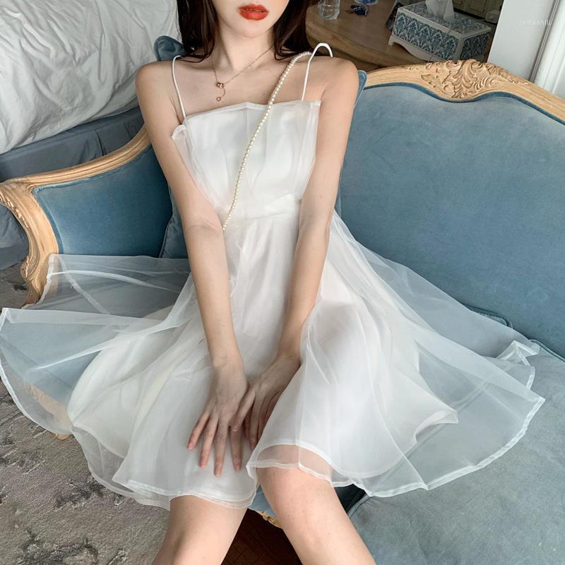 

Party Dresses 2023 White Dress Women Casual Lace Vintage A-line Solid Mid-calf Fashion Korea Clothes Falbala Formal