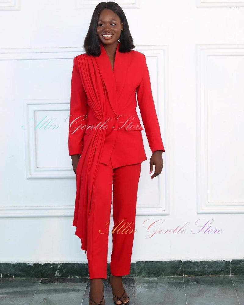 

Women's Two Piece Pants Unique Design Women Suits Fashion Style Red One Button Shawel Lapel Jacket With Pencil Custom Made Stage Prom Party, Claret