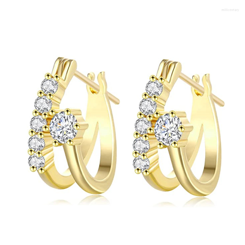 

Hoop Earrings CAOSHI Chic Gold Color Female Daily Accessories With Bright Zirconia Fashion Lady Wedding Ceremony Jewelry Gift