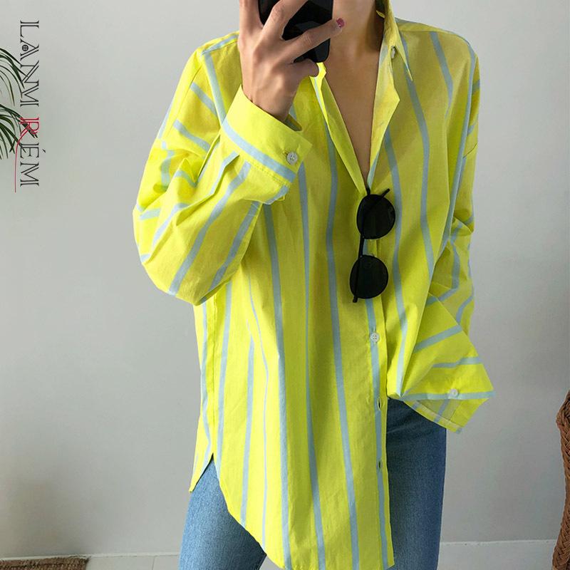 

Shirts LANMREM Women' Spring New Striped Long Sleeve Shirt Thin Bottom Temperament Fit Fashion Tide 2023 New Arrival 2K2240, Red