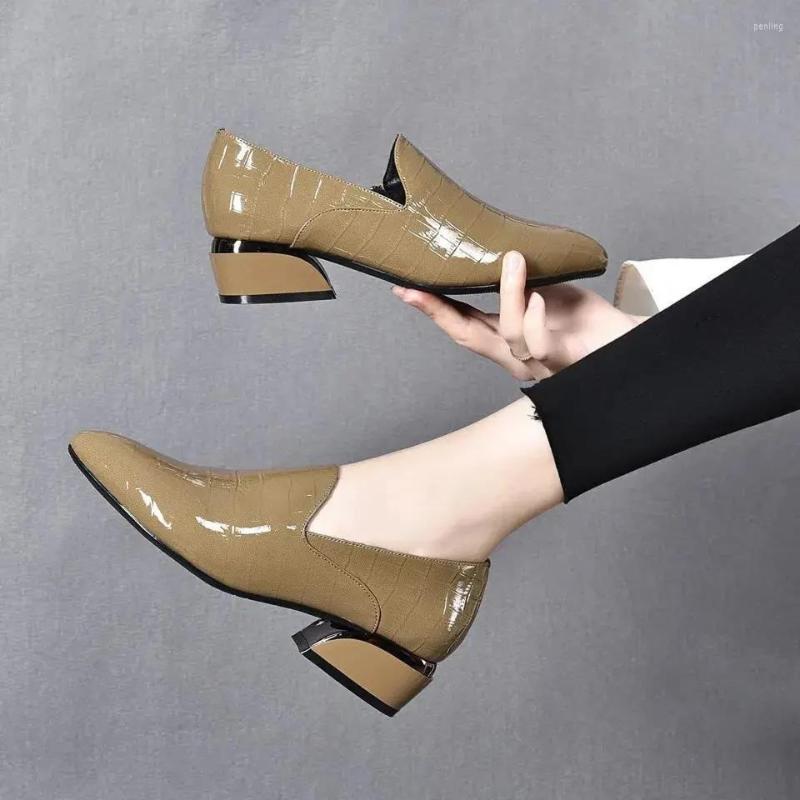 

Dress Shoes Cresfimix Women Classic Light Weight Brown Pu Leather Slip On High Heel Lady Casual Summer Heels Autumn A9640