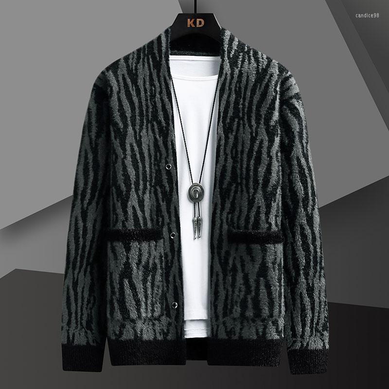 

Men's Sweaters High Quality Spring And Autumn Mens Knitted Cardigan SweaterCasual Korean Fashion Mink Fleece Large Size Coat, Green
