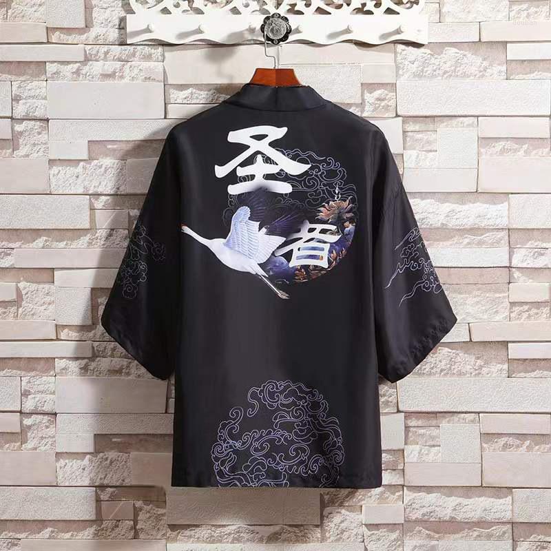 

Ethnic Clothing Chinese Men Women Kimono Shirts Fashion Traditional Summer Cartoon Printed Cardigan Beach Yukata Blouse Haori