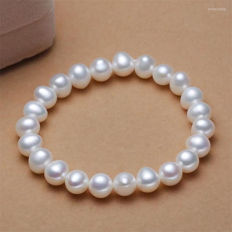

Strand 8mm Imitation Pearls Beaded Bracelet Fashion White Pearl Beads With Stretch Bracelets