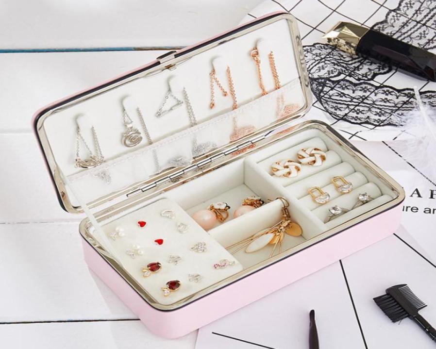 

Jewelry Pouches Bags Box Organizer High Quality Portable Earring Holder PU Leather Storage Zipper Boxes Travel Display Case13303669