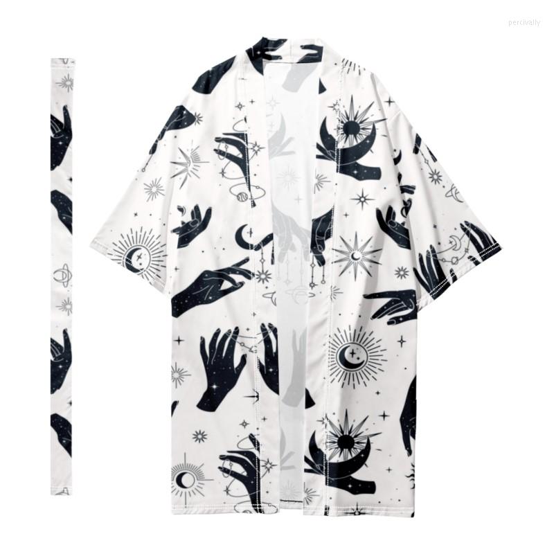 

Ethnic Clothing Men's Japanese Long Kimono Traditional Gothic Harajuku Cardigan Samurai Bathrobes Yukata Jacket Cloak
