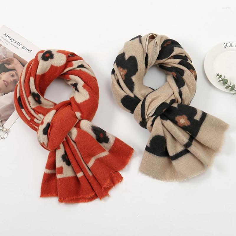 

Scarves Floral Cashmere Pashmina Printed Women Scarf Warm Long Muffler Lady Collar Korea Soft Echarpe Premium Women's Winter