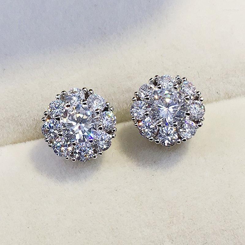 

Stud Earrings Fancy Flower Shaped With Full Crystal Cubic Zirconia Shiny Women's Fashion Jewelry Wholesale