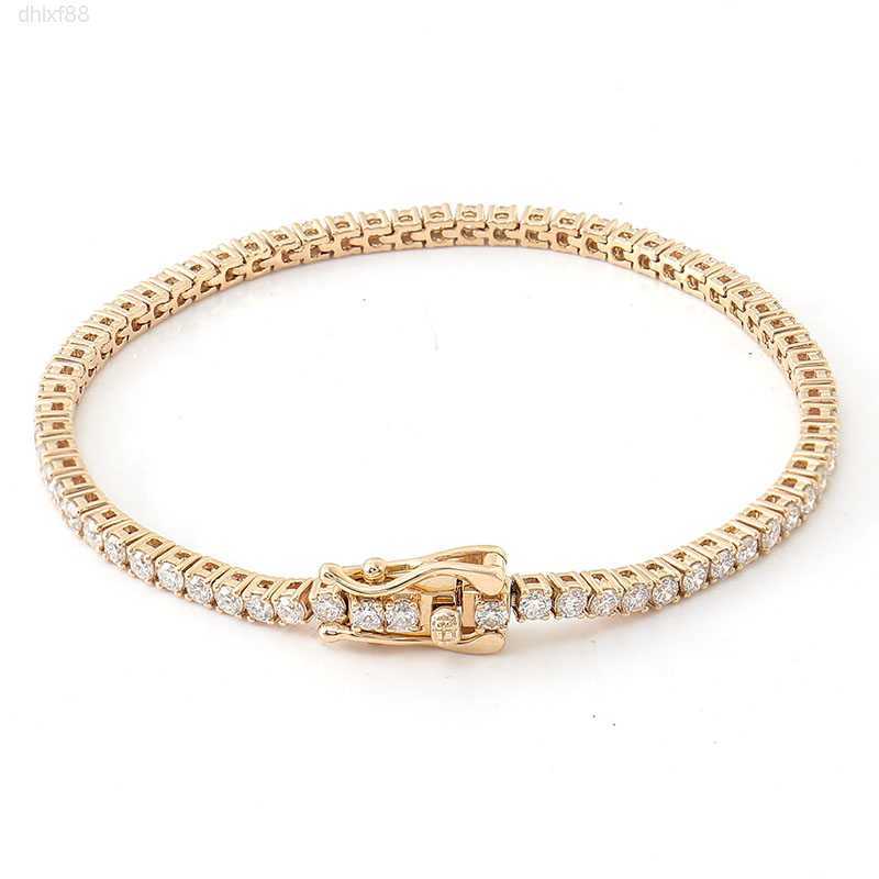 

Real Gold 18k 2mm Tennis Bracelet Lab Moissanite Diamond Tennis Chain 6-9 Inch Iced Out Tennis Bracelet for Women and Men