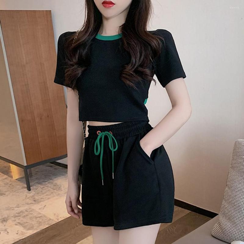 

Women' Tracksuits 1 Set Casual Wear Stylish No Fading Open-waist Design High Waist Polyester Woman Black Sports Suit Daily