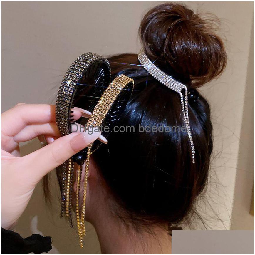 

Hair Clips Barrettes Women Elegant Luxury Tassel Ponytail Claws Lady Sweet Meatball Headband Fashion Accessories 230330 Drop Deliv Dh7Dr