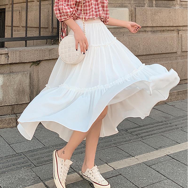 

Skirts 2023 Long For Women's Harajuku Korean Style White Black Maxi Skirt Teenagers High Waist School